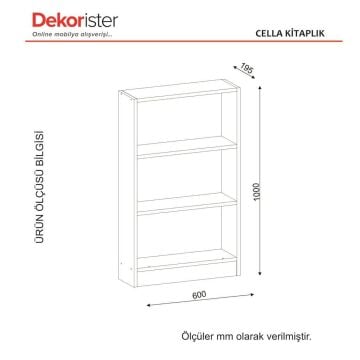 Cella 3 Raflı Kitaplık Beyaz