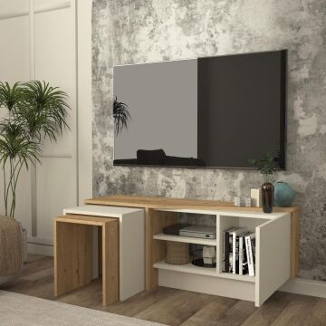 Dekorister Rodega Tv Sehpası Sepet - Kumtaşı 120 cm
