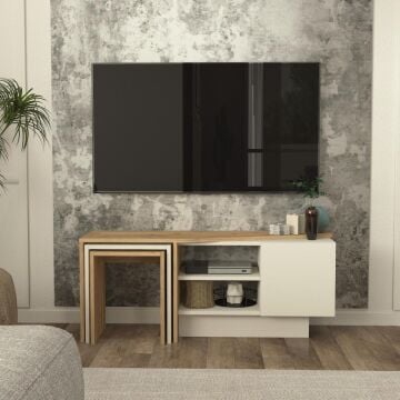 Rodega Tv Sehpası Sepet - Kumtaşı 120 cm