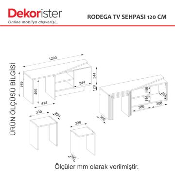 Rodega Tv Sehpası Sepet - Kumtaşı 120 cm