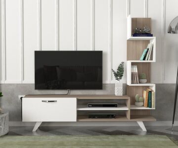 Ceren Kitaplıklı Tv Ünitesi Beyaz-Cordoba