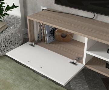 Ceren Kitaplıklı Tv Ünitesi Beyaz-Cordoba