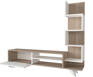 Ceren Kitaplıklı Tv Ünitesi Beyaz-Cordoba