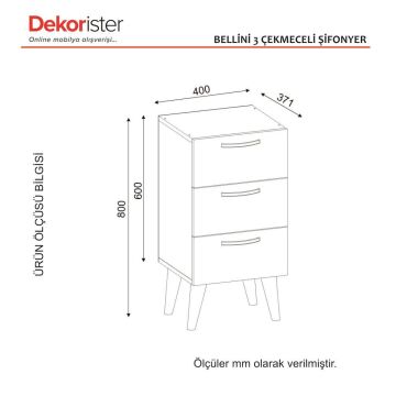 Bellini 3 Çekmeceli Şifonyer Beyaz-Ceviz