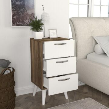 Bellini 3 Çekmeceli Şifonyer Beyaz-Ceviz