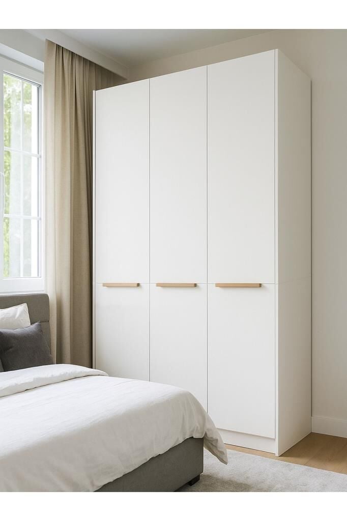 Cosmos 6 Raflı 3 Kapaklı Gardırop - 210 cm Y, 125 cm G - Genç Odası ve Yatak Odası Gardırop