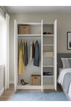 Cosmos 6 Raflı 3 Kapaklı Gardırop - 210 cm Y, 125 cm G - Genç Odası ve Yatak Odası Gardırop