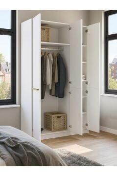 Cosmos 6 Raflı 3 Kapaklı Gardırop - 210 cm Y, 125 cm G - Genç Odası ve Yatak Odası Gardırop