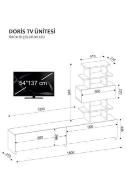 Dekorister Doris Tv Ünitesi Beyaz-Ceviz