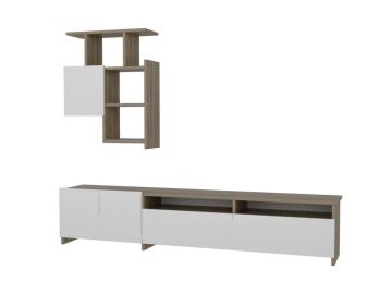 Mariposa Kitaplıklı Tv Ünitesi Ceviz-Beyaz