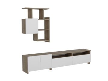 Mariposa Kitaplıklı Tv Ünitesi Ceviz-Beyaz