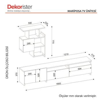 Mariposa Kitaplıklı Tv Ünitesi Ceviz-Beyaz