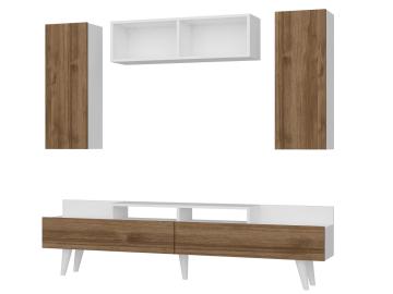 Dekorister Federico Kitaplıklı Tv Ünitesi Beyaz-Ceviz