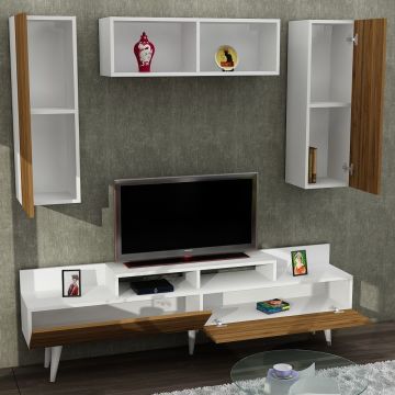 Dekorister Federico Kitaplıklı Tv Ünitesi Beyaz-Ceviz