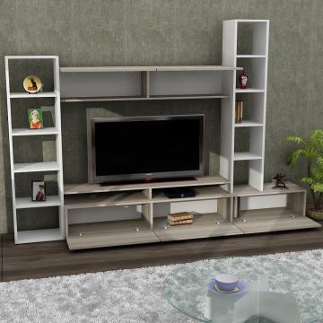 Dekorister Janset Kitaplıklı Tv Ünitesi Beyaz-Cordoba