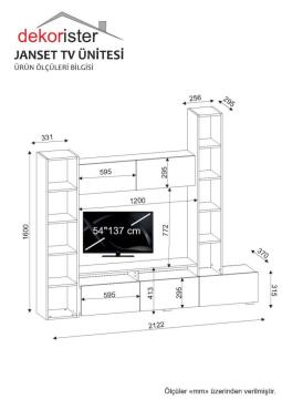 Dekorister Janset Kitaplıklı Tv Ünitesi Beyaz-Cordoba