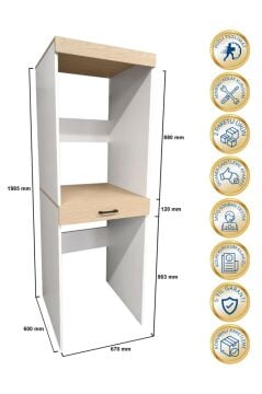 Dorpek Fika Çamaşır ve Kurutma Makinesi Dolabı Çok Amaçlı Dolap Banyo Dolabı Beyaz-Rota