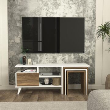 Nature Tv Ünitesi Beyaz-Ceviz