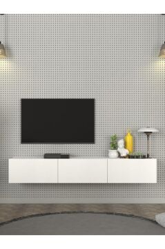 Dorpek Cercei Tv Ünitesi 180 Cm Beyaz - Duvara Monte, Modern Tasarım, Şık Dayanıklı, Kolay Montaj Kurulum