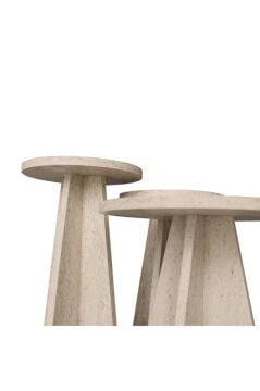 Dorpek Podel Yuvarlak Iskandinav Mantar Sehpa 3'lü Zigon Sehpa Traverten