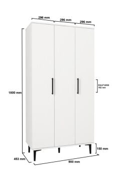 Dorpek Nuna 3 Kapaklı Gardırop – 180x90 cm Genç ve Yatak Odası Dolabı