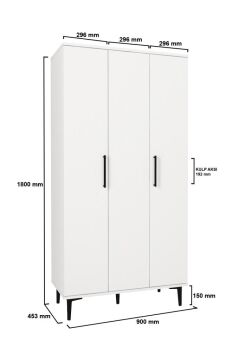 Dorpek Nuna 3 Kapaklı Gardırop – 180x90 cm Genç ve Yatak Odası Dolabı