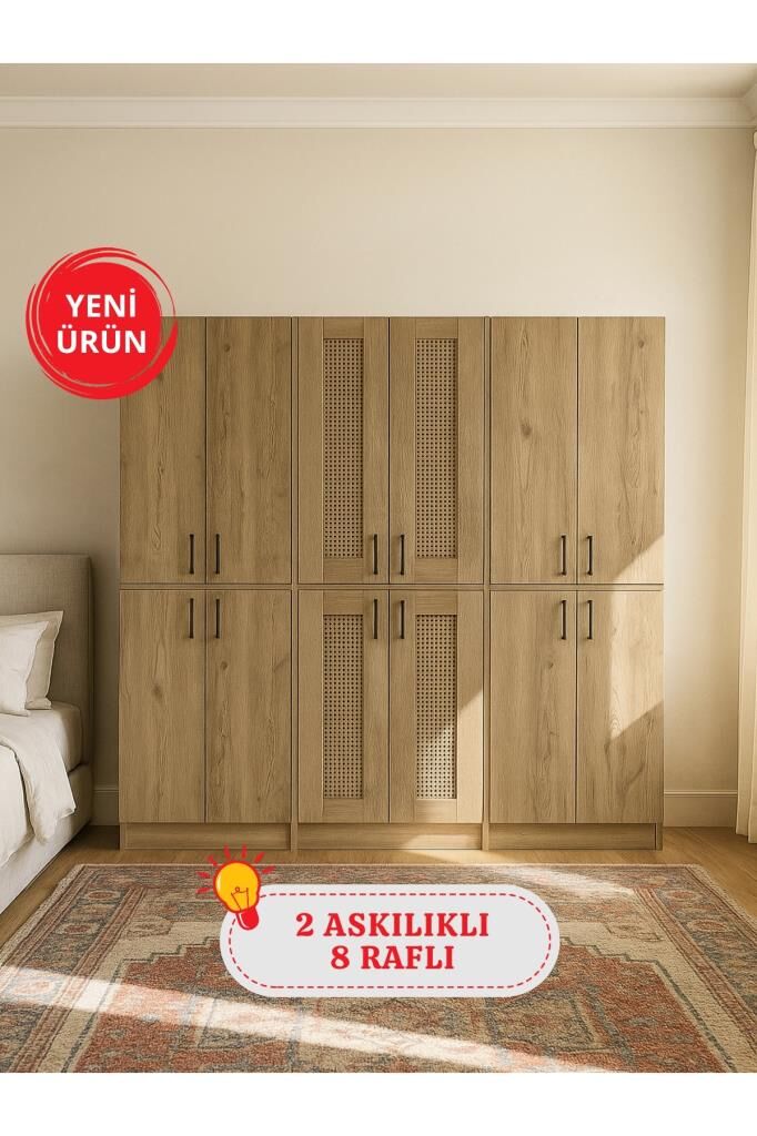 Dorpek Monza 6 Kapaklı Gardırop - 182 cm Y, 184 cm G - Genç Odası ve Yatak Odası Gardırop