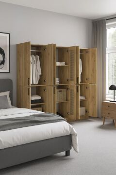 Dorpek Monza 6 Kapaklı Gardırop - 182 cm Y, 184 cm G - Genç Odası ve Yatak Odası Gardırop