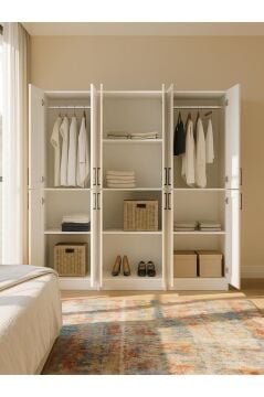 Dorpek Arden 6 Kapaklı Gardırop - 182 cm Y, 184 cm G - Genç Odası ve Yatak Odası Gardırop