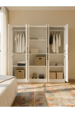 Dorpek Arden 6 Kapaklı Gardırop - 182 cm Y, 184 cm G - Genç Odası ve Yatak Odası Gardırop
