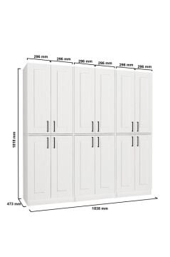 Dorpek Arden 6 Kapaklı Gardırop - 182 cm Y, 184 cm G - Genç Odası ve Yatak Odası Gardırop