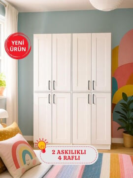 8 Kapaklı Gardırop - 182 cm Y, 122 cm G - Genç Odası ve Yatak Odası Gardırop | Arden