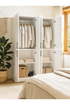 Dorpek Arden 4 Kapaklı Gardırop - 182 cm Y, 122 cm G - Genç Odası ve Yatak Odası Gardırop