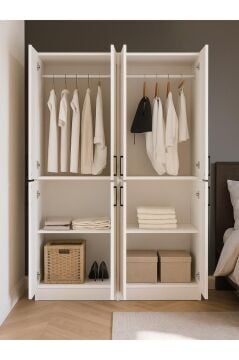 Dorpek Arden 4 Kapaklı Gardırop - 182 cm Y, 122 cm G - Genç Odası ve Yatak Odası Gardırop