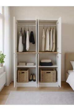 Dorpek Lias 4 Kapaklı Gardırop - 182 cm Y, 122 cm G - Genç Odası ve Yatak Odası Gardırop