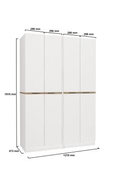 Dorpek Lias 4 Kapaklı Gardırop - 182 cm Y, 122 cm G - Genç Odası ve Yatak Odası Gardırop