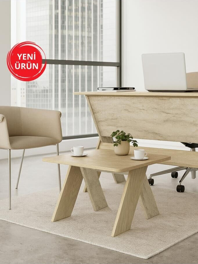 Dorpek Sora Ofis Sehpası Orta Sehpa Rota - Traverten