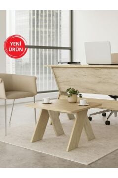Dorpek Sora Ofis Sehpası Orta Sehpa Rota - Traverten