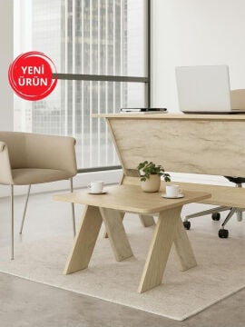 Dorpek Sora Ofis Sehpası Orta Sehpa Rota - Traverten