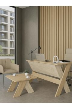 Dorpek Sora Ofis Sehpası Orta Sehpa Rota - Traverten