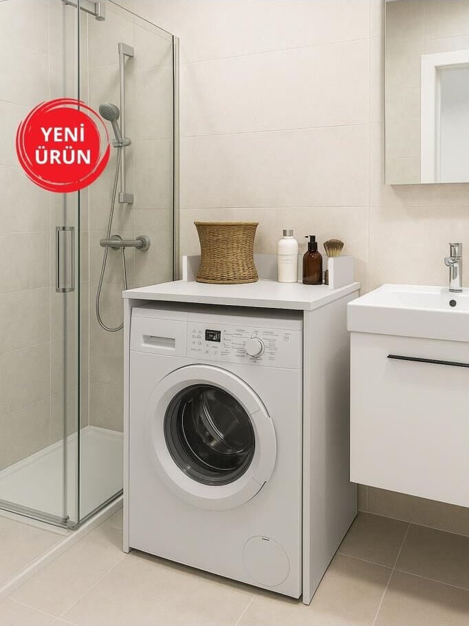 Dorpek Doliva Çamaşır Makinesi Dolabı Çok Amaçlı Dolap Banyo Dolabı Beyaz