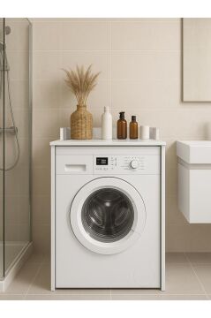 Dorpek Doliva Çamaşır Makinesi Dolabı Çok Amaçlı Dolap Banyo Dolabı Beyaz