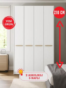 4 Kapaklı Gardırop - 210 cm Y, 124 cm G - Genç Odası ve Yatak Odası Gardırop | Cosmos