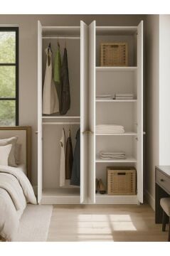 Dorpek Cosmos 4 Kapaklı Gardırop - 210 cm Y, 124 cm G - Genç Odası ve Yatak Odası Gardırop