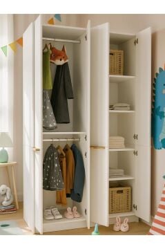 Dorpek Cosmos 4 Kapaklı Gardırop - 210 cm Y, 124 cm G - Genç Odası ve Yatak Odası Gardırop