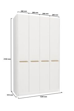 4 Kapaklı Gardırop - 210 cm Y, 124 cm G - Genç Odası ve Yatak Odası Gardırop | Cosmos