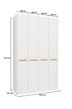 4 Kapaklı Gardırop - 210 cm Y, 124 cm G - Genç Odası ve Yatak Odası Gardırop | Cosmos