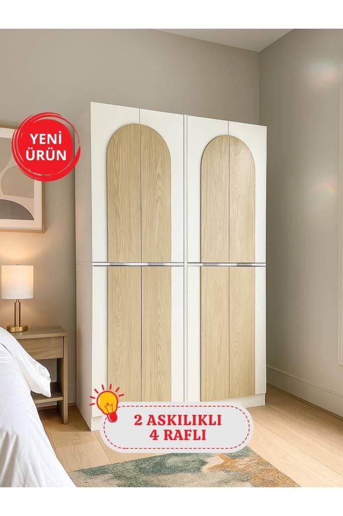 Dorpek Poy 4 Kapaklı Gardırop - 182 cm Y, 122 cm G - Genç Odası ve Yatak Odası Gardırop