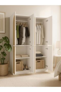 Dorpek Poy 4 Kapaklı Gardırop - 182 cm Y, 122 cm G - Genç Odası ve Yatak Odası Gardırop