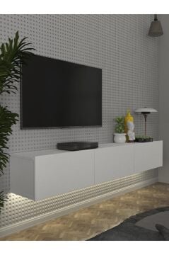 Led Li Işıklı Tv Ünitesi 180 Cm -beyaz, Modern, Şık, Geniş, Fonksiyonel Tasarım - Tv Sehpası | Cercei